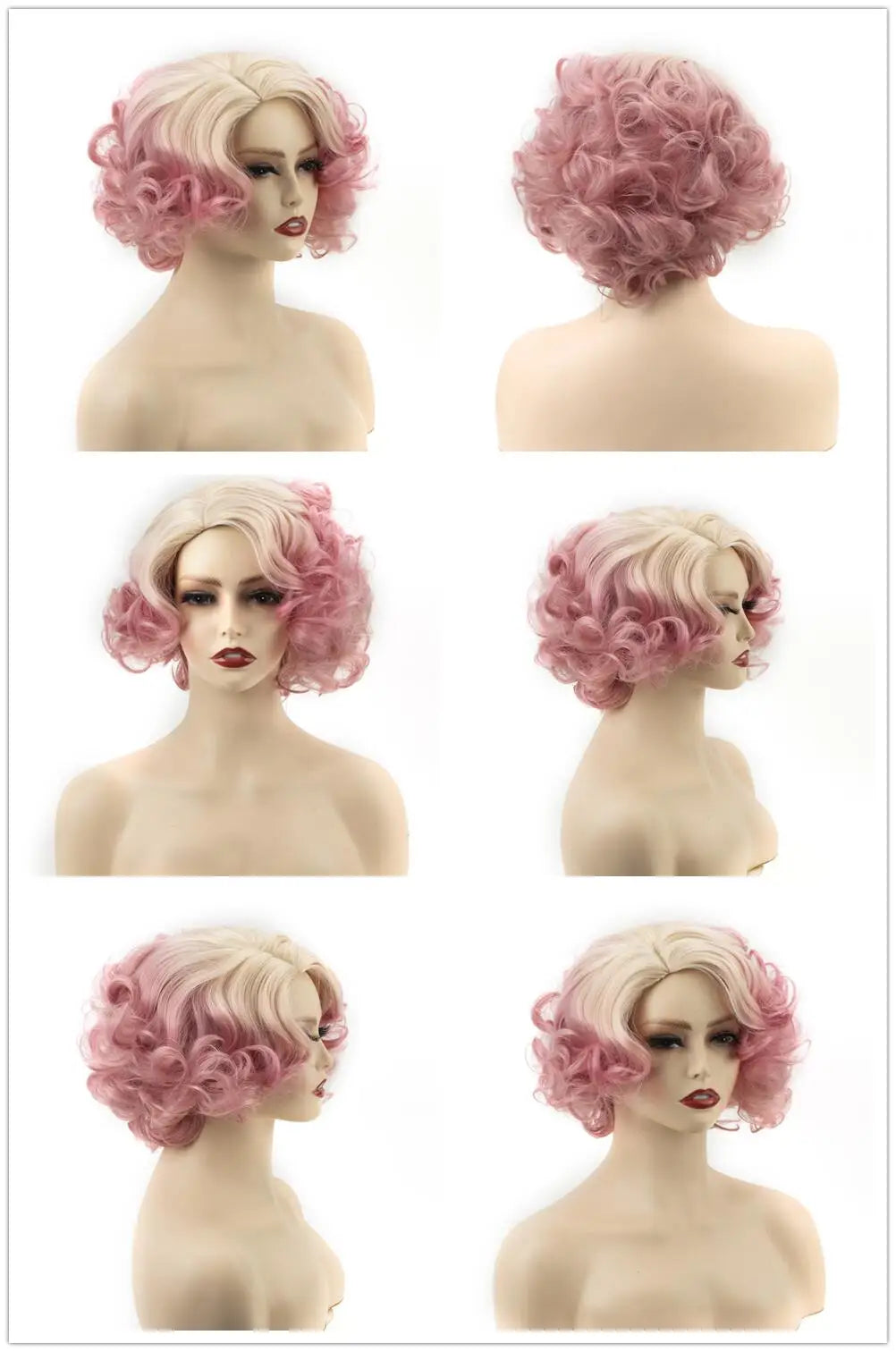 GNIMEGIL Synthetic Cosplay Wig Short Curly Hair Platinum Blonde Wigs for White Women Fluffy Curls Flip 60s Gatsby Hairstyle Wigs