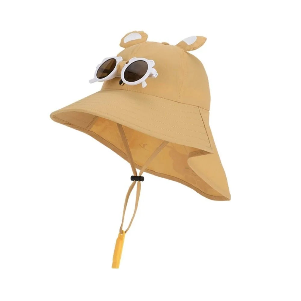 Big Brim Children's Sun Hat Sun Protection Extended Shawl Children Beach Cap Neck Cover Breathable Cartoon Fisherman Hat
