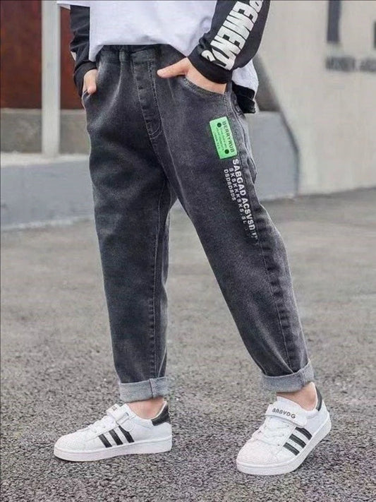 Kids Jeans Casual Pants Boys Girls Spring Autumn Soft Stretch Denim Trousers Everyday School Wear
