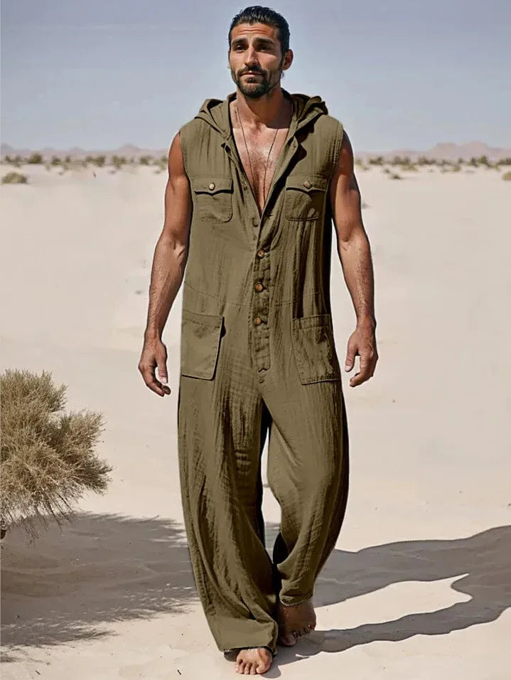 European  American Men's Street Fashion Workwear Jumpsuit Summer Thin Breathable Casual Sportswear 2025 New Style