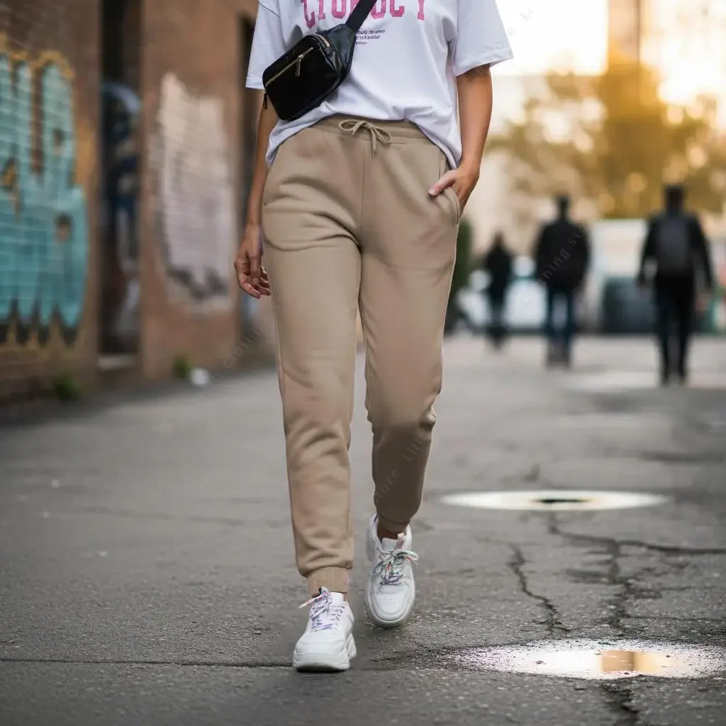 Blank Pants Women Joggers Jogging Pants Fleece Trousers Casual Fashion Spring Autumn Sweatpants Woman Clothing Essential Basics