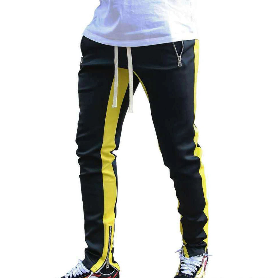 Men's casual and fashionable long pants, tight fitting gym sports pants, street wear, runners' small foot sports pants