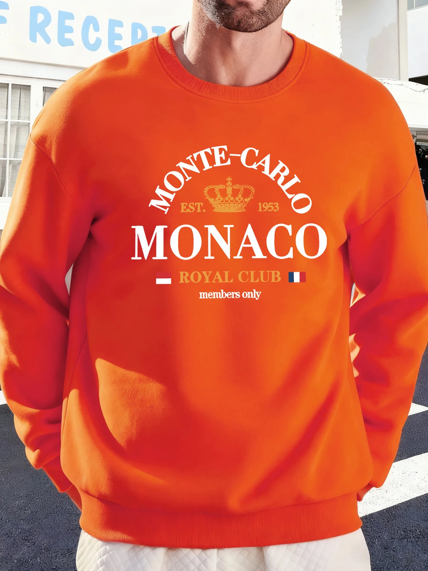 Monte-Carlo Monaco Pattern Men Sweatshirt Comfortable Fleece Streetwear Soft Casual Clothes Autumn High Street Clothing Male BAZAARHUBO