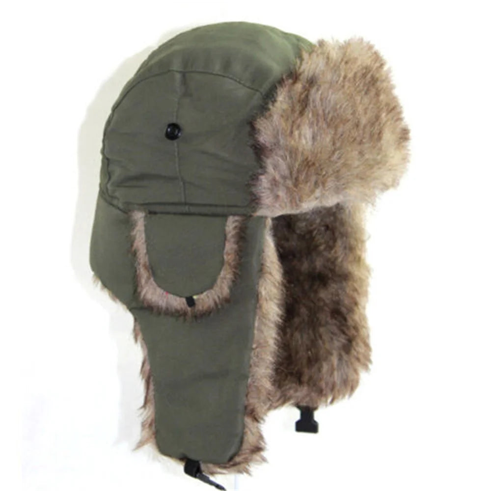 Men's Winter Trapper Aviator Trooper Earflap Warm Russian Waterproof Ski Hat Bomber Cap  Russian Warm Ear Protectors Hats BAZAARHUBO