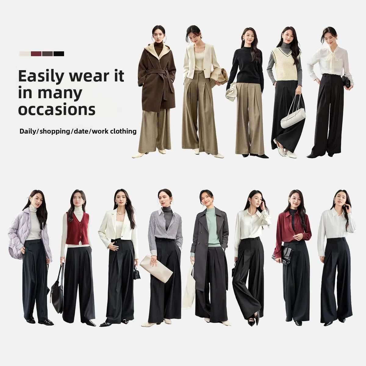 SENTUBILA Women Wide Leg Pants Office Lady Work Wear Trouser 2026 Spring Fashion Elegant Commute Full-length Pants 133K51993