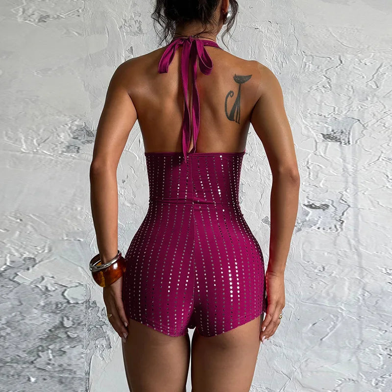 Sexy Club Women Black Style V-Neck Rompers Playsuits Bodysuit Sleeveless Streetwear Overalls Top Suit Summer Spring Jumpsuit