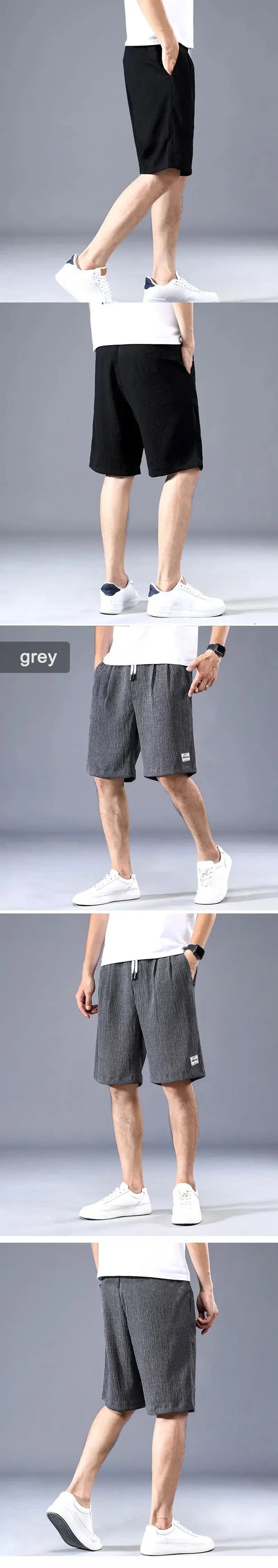 Ice Silk Shorts Men's Thin Sports Cropped Pants Loose Straight Leg Cool Breathable New Fashion Trend Casual XL-XXXL