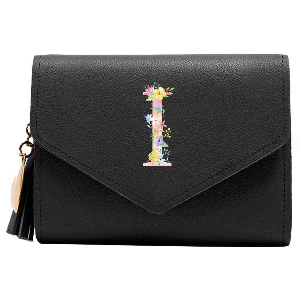 Purse Female Mini Wallet Cute Purse Pink Letter Pattern Slim Wallet RFID Blocking Credit Card Holder Coin Pocket ID Window