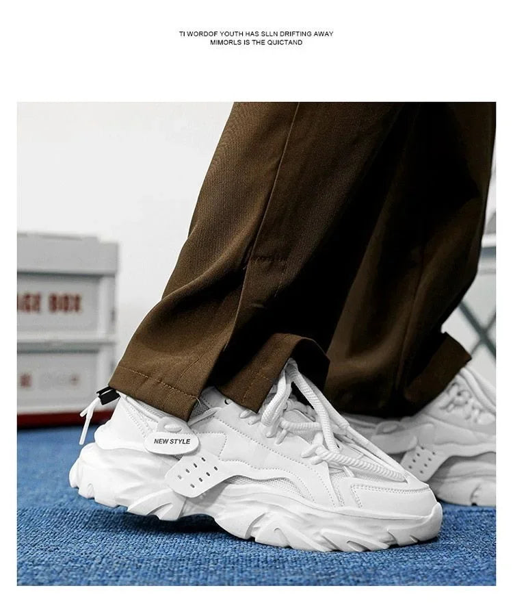 Men Sneakers Mesh Men Shoes PU Leather Platform Casual Sneakers Increased Vulcanized Shoes Light Running Shoes Tenis Masculino