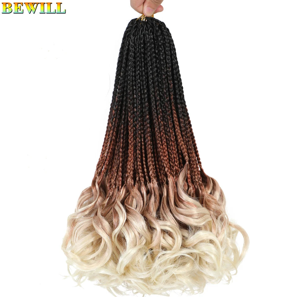 14 18 24 Inch French Curl Crochet Braids Boho Goddess French Curl Box Braids Crochet Hair Synthetic French Curly Braiding Hair