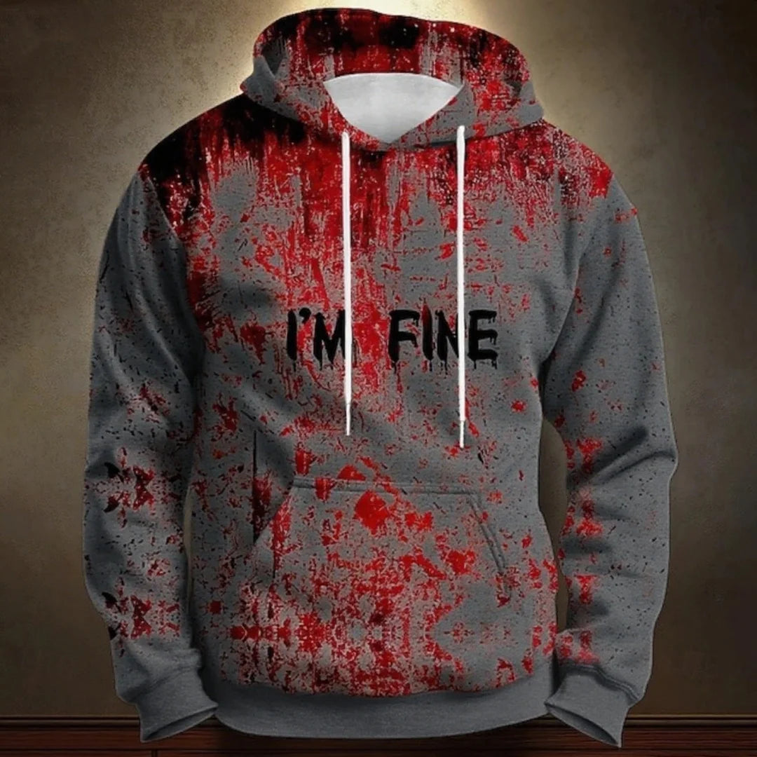 Halloween Men's Hoodie Blood Stain 3D Print Sweatshirt Exaggerated  Long Sleeve Sweatshirt Hoodie Oversized Men's Clothing BAZAARHUBO