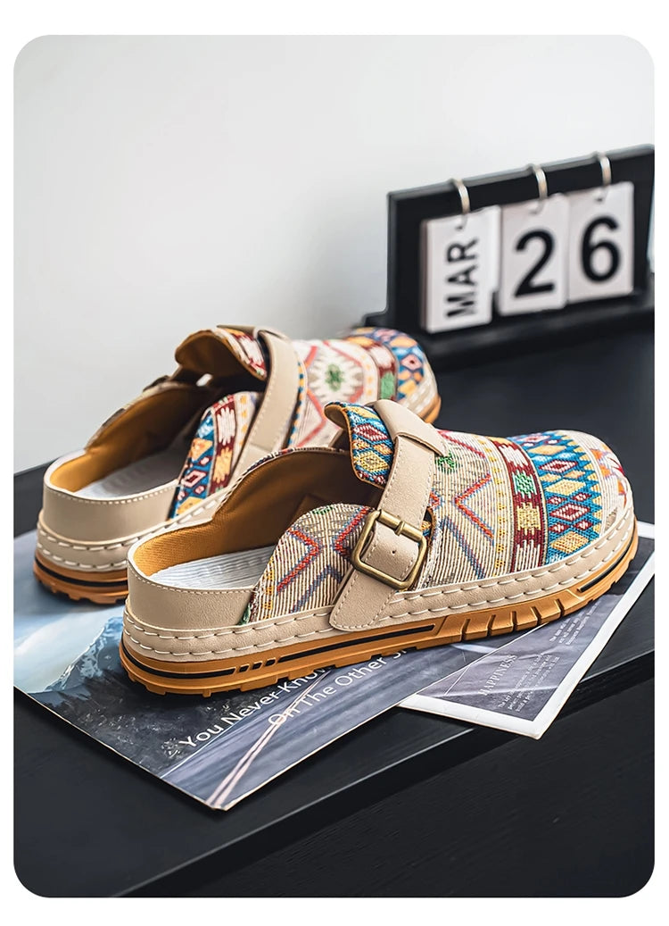Men's Wide-Toe Round-Toe Sandals Casual Shoes for Spring and Summer, Versatile Commuter Slippers, One-Step Lazy Trendy Footwear