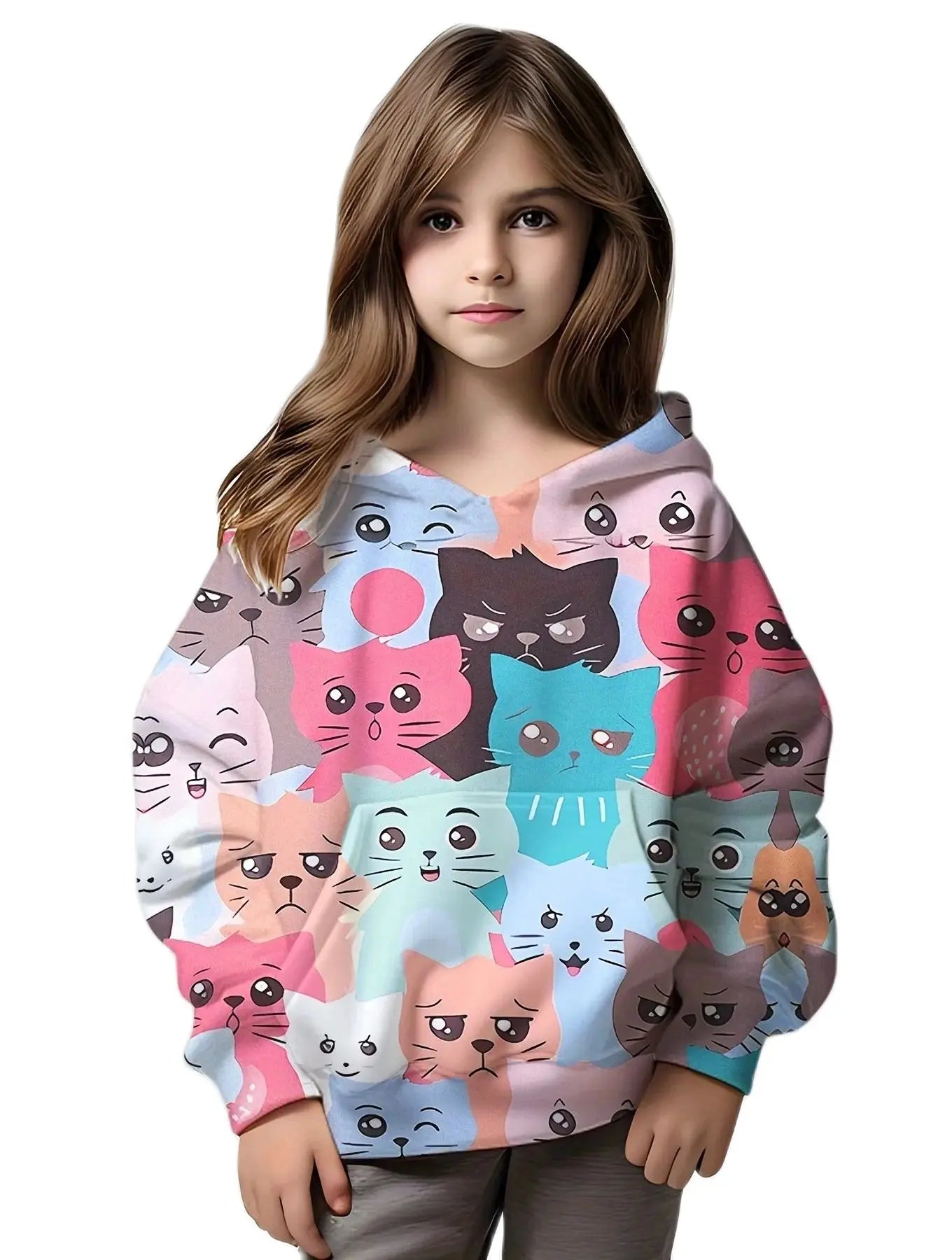 Kids Clothes Girl Hoodies Long Sleeve 3D Cartoon Print Children Spring Fall Clothes Tops Outdoor Casual Polyester Girl Clothing