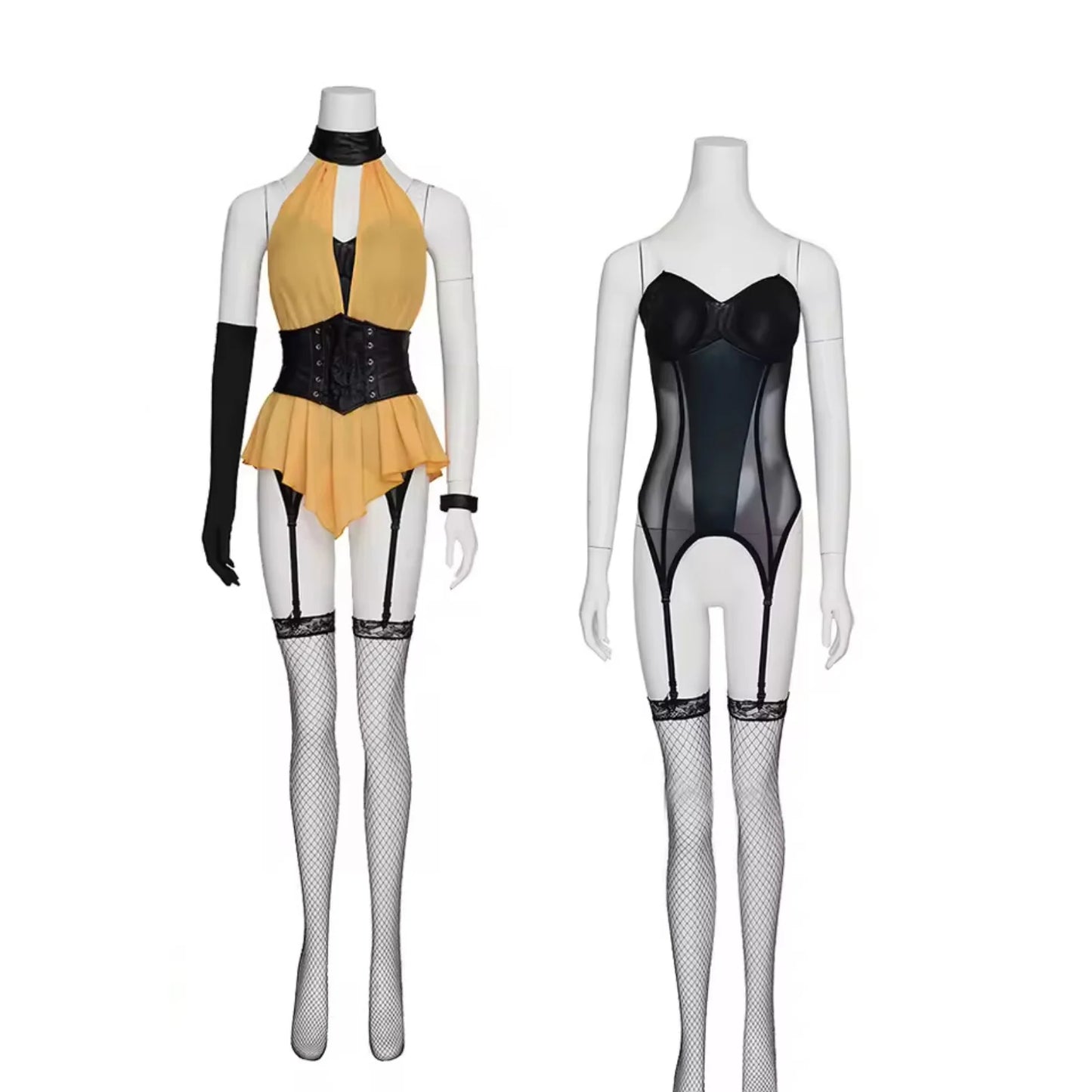 Women's Sexy Bodysuit Black Sheer Corset Dress Strappy Pantyhose Nightgown Swimsuit Jumpsuit Fishnet Stockings Uniform