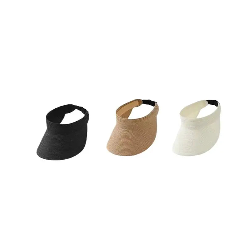 UPF50+ Wide Brim Visor Hat For Women Straw Beach Sun Visor Foldable Ponytail With UV Protection Straw Hat Beach Hats【AliS8】 BAZAARHUBO