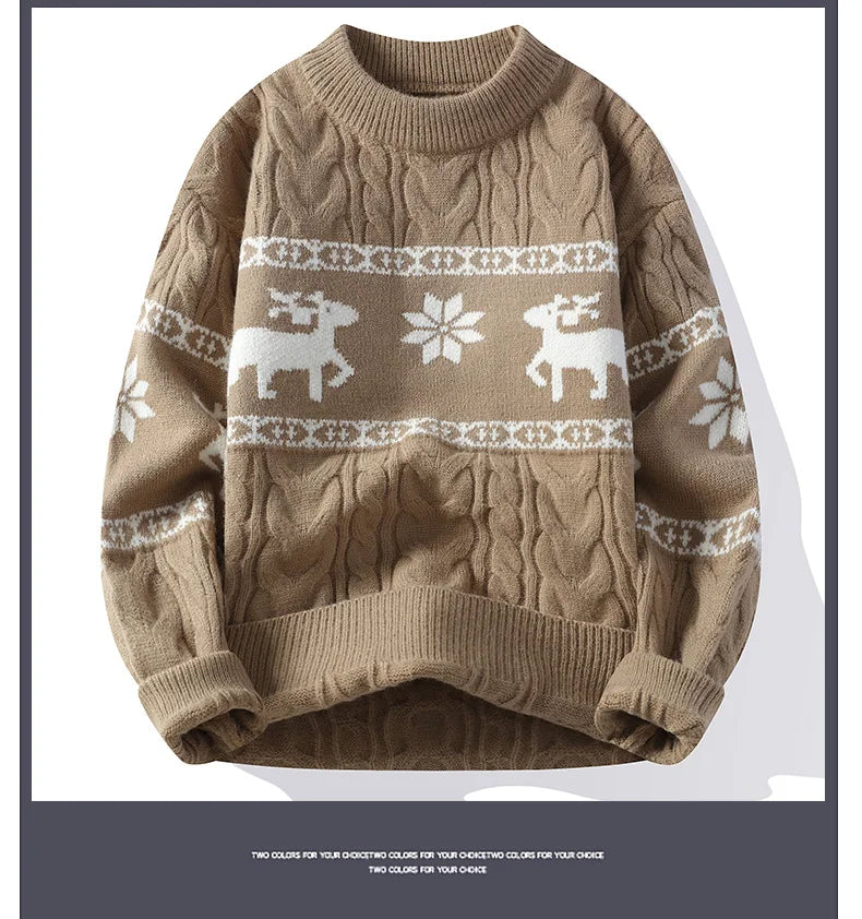 2024 Winter sweater new High End Luxury Cashmere Sweater Men Thick Warm Mens Sweaters With Deer Korean Harajuku Christmas Jumper