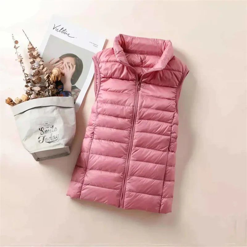 Ultralight Down Vest Women 2026 New Sleeveless Jacket Female White Duck Down Waistcoat Female Warm Puffer Jacket Outwear M-8XL
