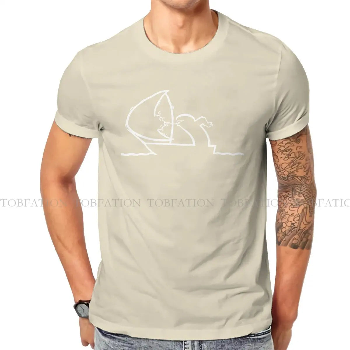 Sailing TShirt For Men La Linea The Line Osvaldo Cavandoli TV Camisetas Style T Shirt Comfortable Print Loose