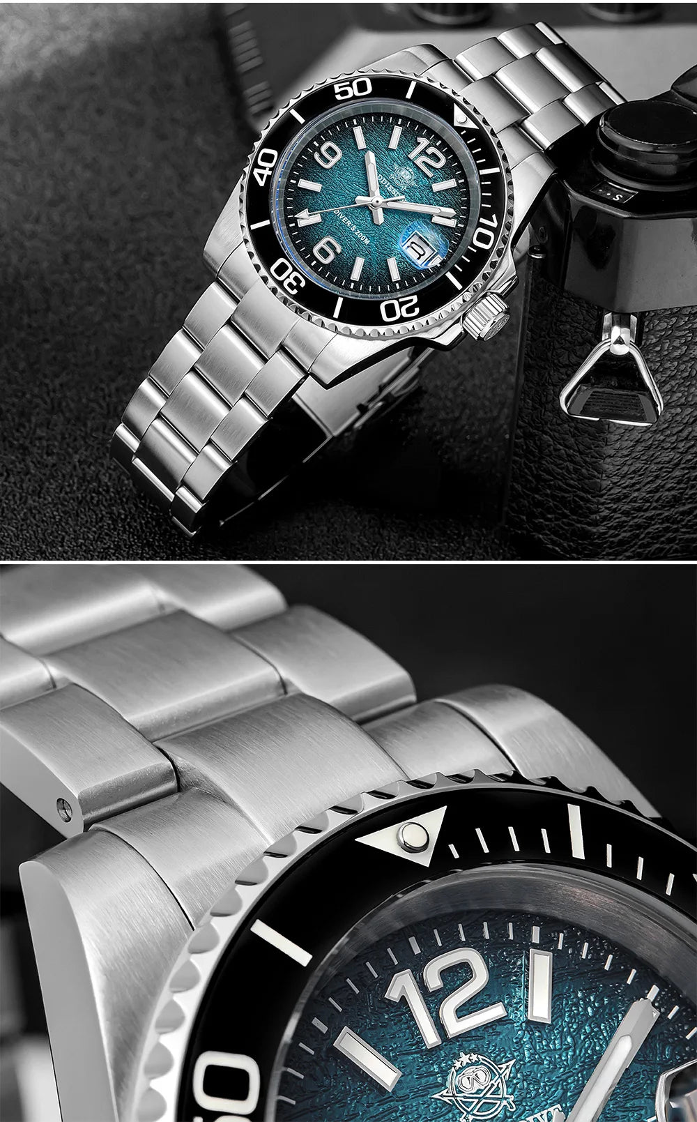 ADDIESDIVE 41mm Watches Japan 2115 Quartz Movement Luminous 200m Waterproof Dive Ceramic Bezel 316L Stainless Steel Man Watches