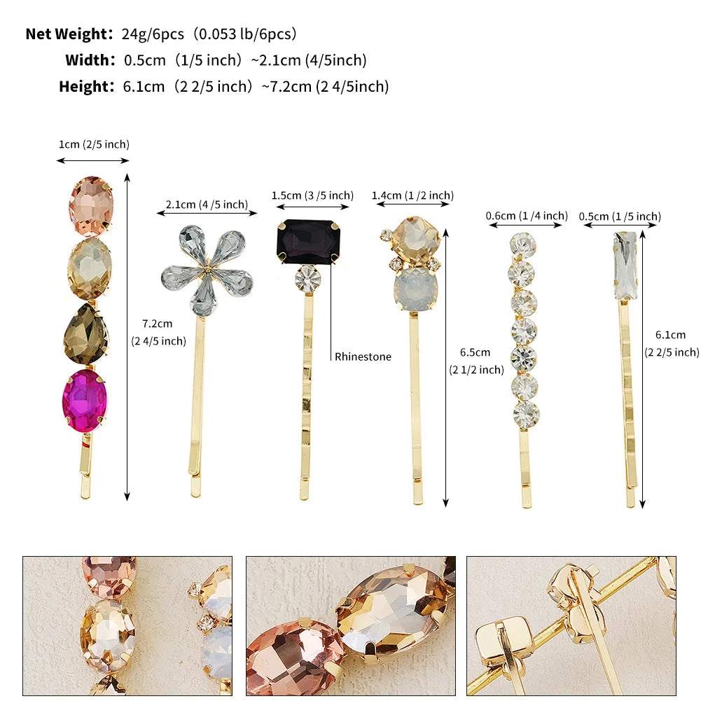 Upscale Luxurious Crystal Zircon Hair Clip Temperament Elegant Wild Hair Pins Leisure Prom Street Beat Personality Retro Hair BAZAARHUBO