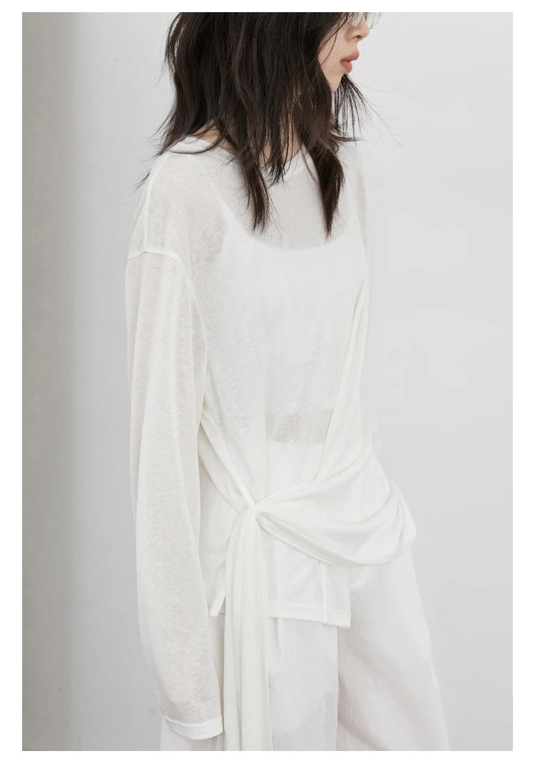 CHIC VEN Fashion Women's Pullovers Tees O Neck New Loose Solid Long Sleeve Female T-shirt Thin Female Top Spring Autumn 2025