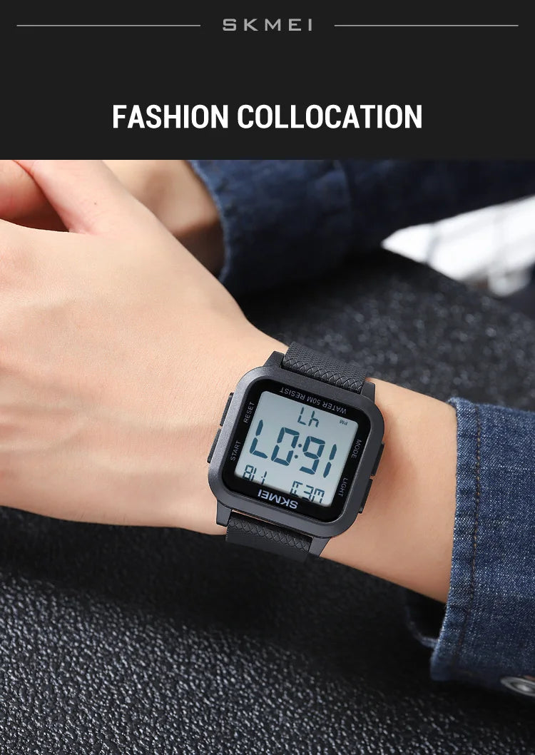 SKMEI Sport Watches Mens Alarm Countdown Clock Male 5Bar Waterproof Military Back Light Shockproof Calender Digital Wristwatch