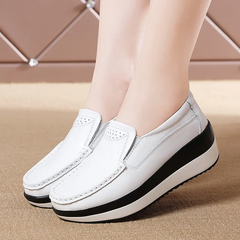 Spring Women's Loafers Comfortable Female Vulcanized Shoes Wedge Moccasin Orthopedic Slip-on Platform Shoes for Women Zapatillas