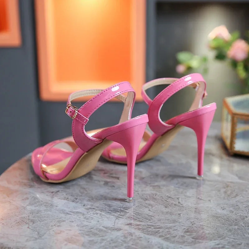 Large Size 45 Women's Sandals 2025 Summer High Heels Fashion Open Toe Sandals Buckle Party Shoes Sexy Thin Heels Wedding Shoes