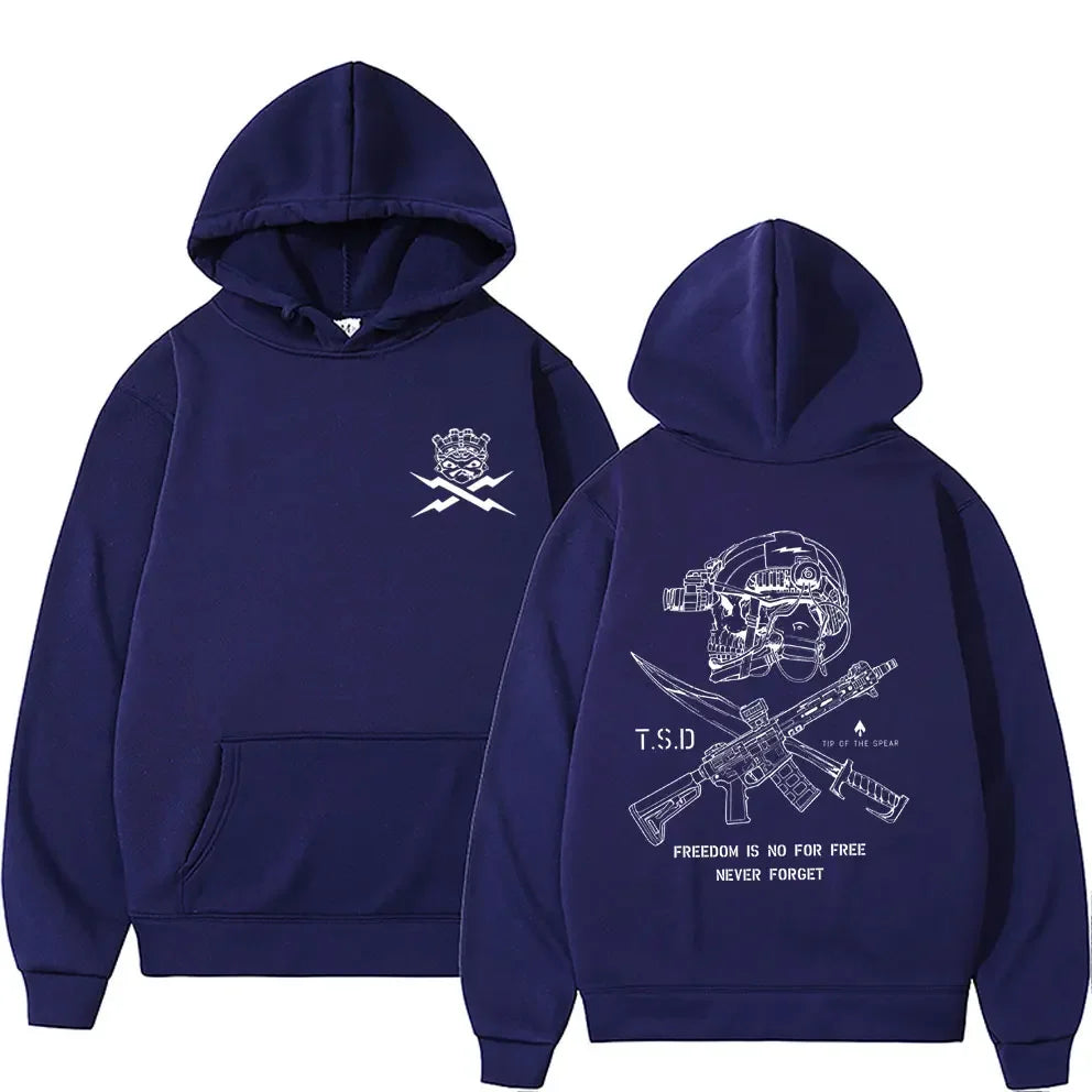 2025 Cool Sparta X-ray Tactical Skull Print Men Women Hooded Sweatshirt Autumn Winter Daily Outdoor Casual Loose Warm Sportswear BAZAARHUBO
