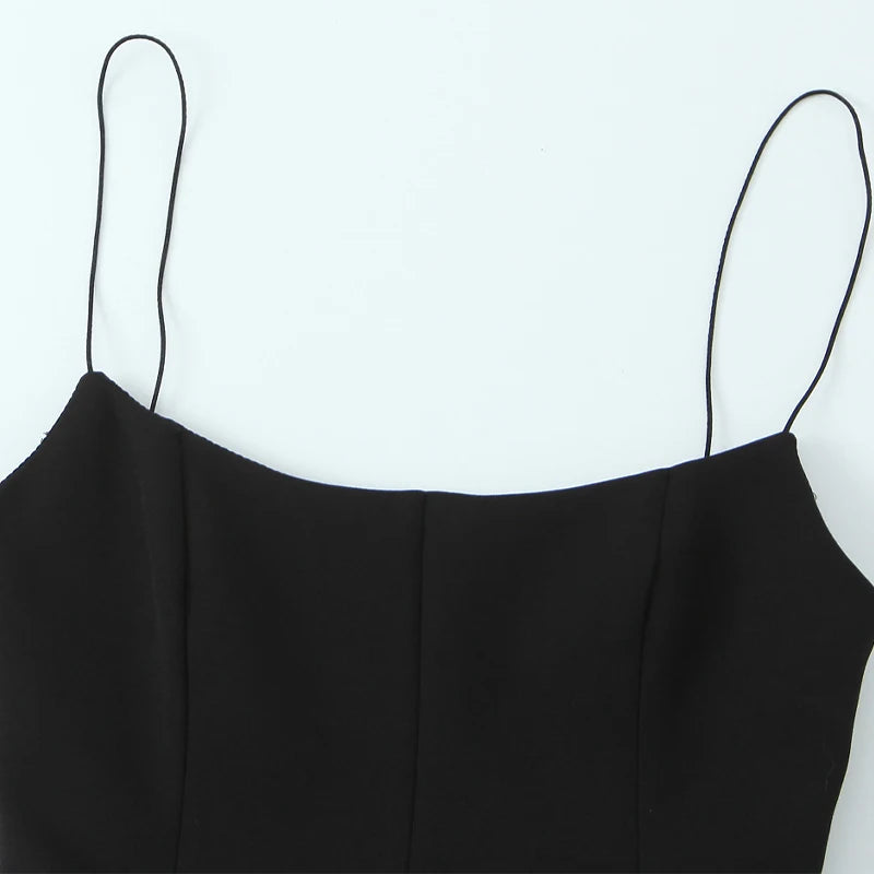 Willshela Women Fashion Solid Pleated Backless Side Zipper Tops Vintage Thin Straps Square Collar Female Chic Lady Camis BAZAARHUBO