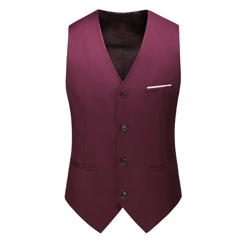 M-6XL Luxurious Fashion High-end Solid Color Men's Official Business Casual Suit Vest Groom Wedding Dress Party Male Waist Coat