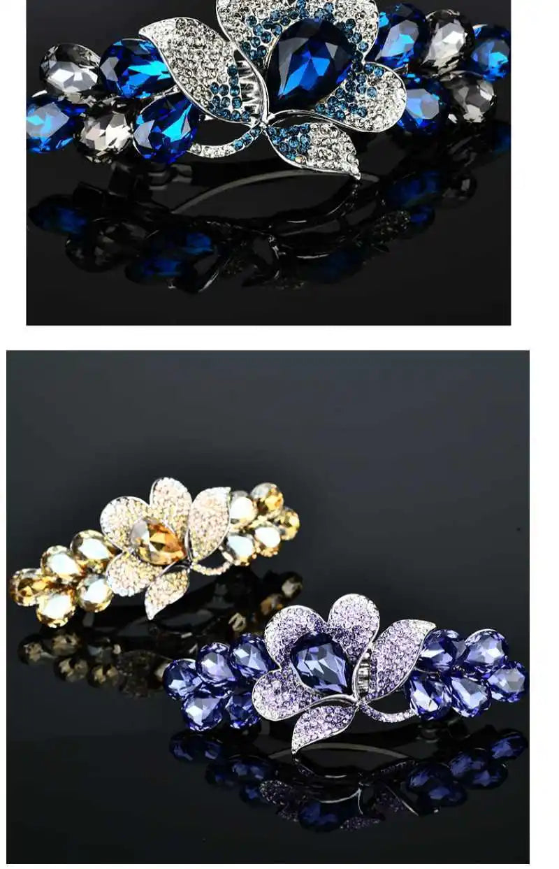 Korean Style Rhinestone Floral Hair Clip Mother Headdress Headpiece Female Hair Accessories Temperament Barrettes Hairpins BAZAARHUBO