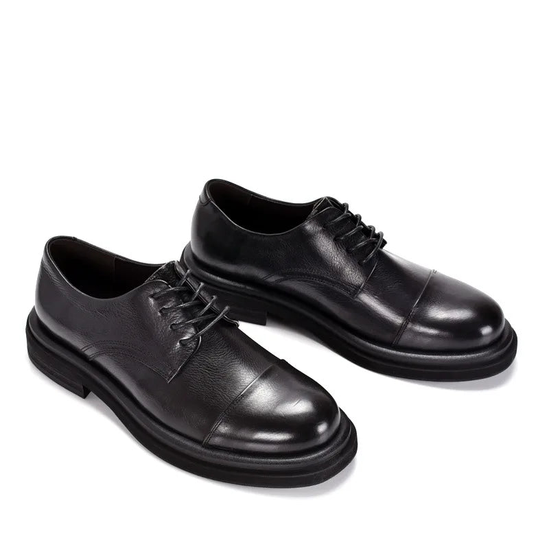 Italian Luxury Mens Shoes Solid Color Genuine Leather Flat Oxford Casual Business Social Shoe Male Sneakers Black Brown