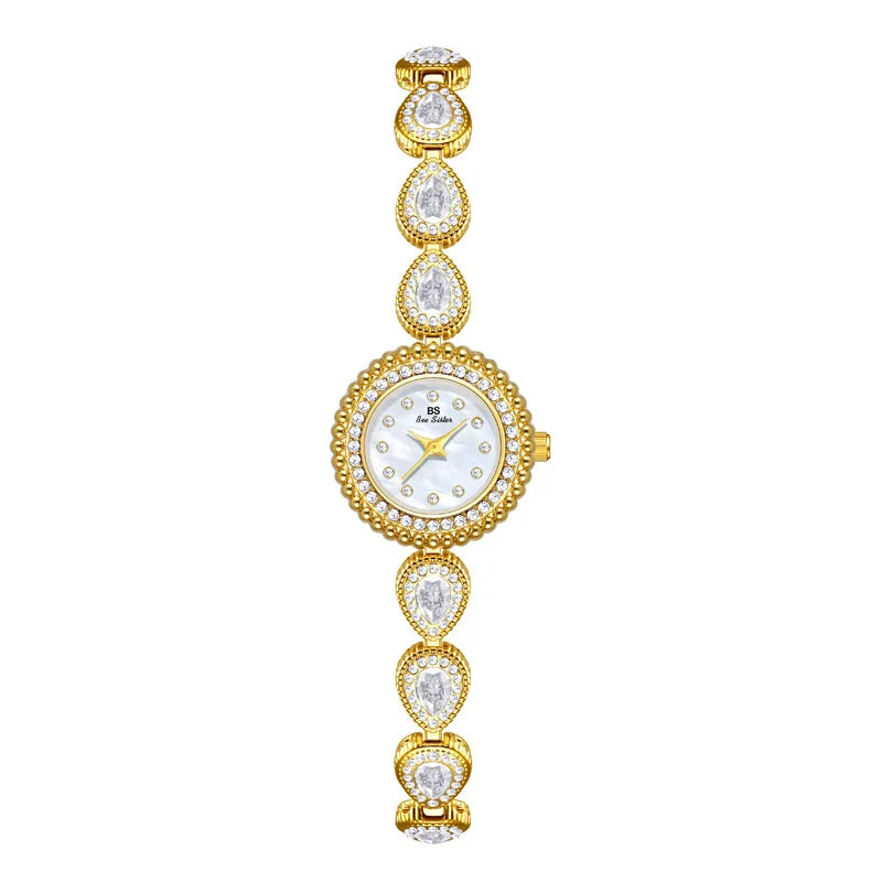 Gold Women Bracelet Dress Watches For Ladies Wrist Quartz Watches 2025 Top Brand Luxury Golden Rhinestone Gift Girlfriend Clock