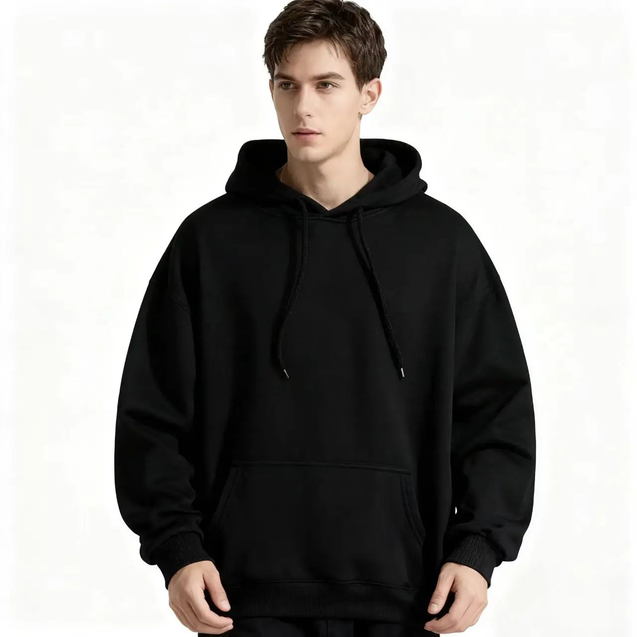 2026 Men's wide Hood Sweatshirt European and American men's and men Sweatshirt Solid Harajuku Long Sleeve Female Loose male Coat BAZAARHUBO