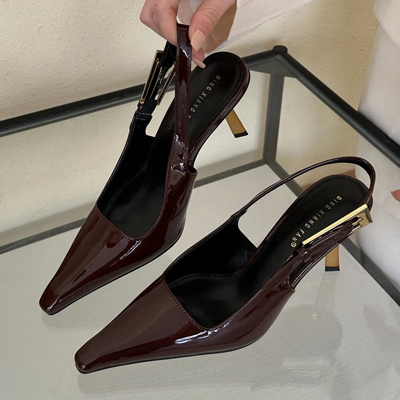 Women Shoes Pumps Sandals Spring Fashion Pointed Toe Slingbacks Female Footwear Summer Ladies Shallow Shoes High Heels