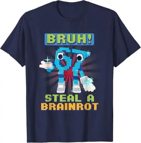 Bruh 67 Meme Steal A Brainrot Pixel T-Shirt Chaotic Humor Y2k Gaming Saying Tee Novelty Gift Boys Fashion Short Sleeve Blouses