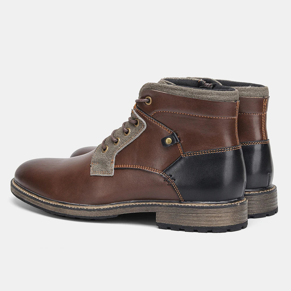 Dark Brown Men boots Spring British Style Leather Boots Retro Men Ankle Boots