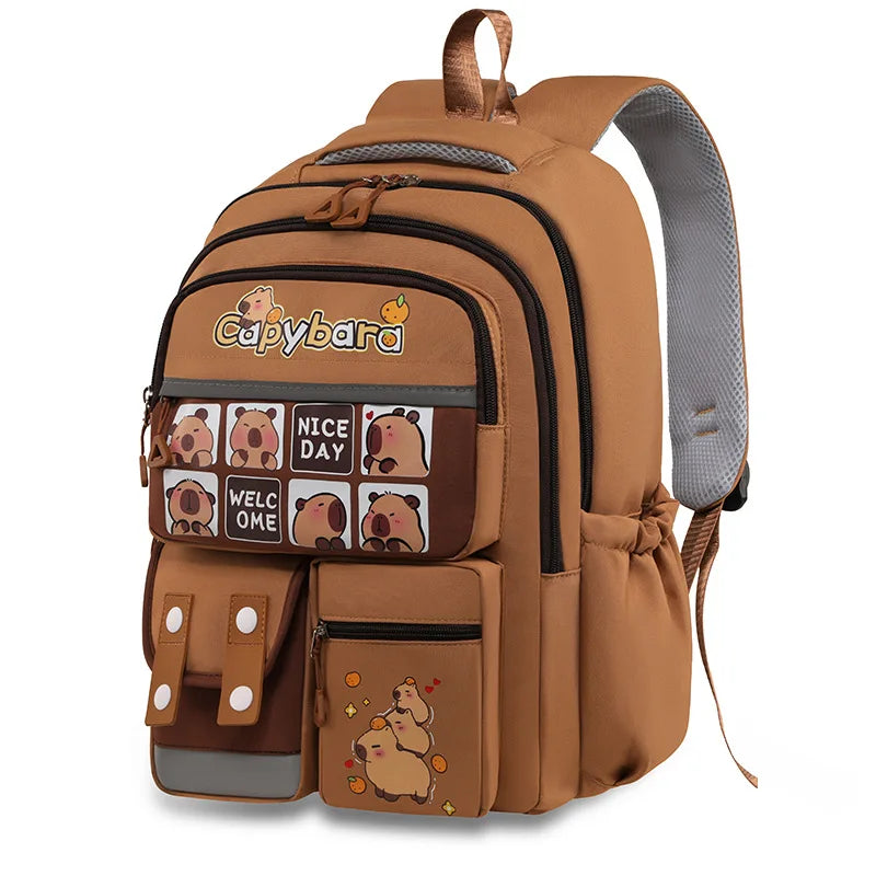 Kawaii Capybara School Backpack for Girls School Bags Set Casual Daypack Teens Girls Book Bag Children Schoolbag Travel Backpack