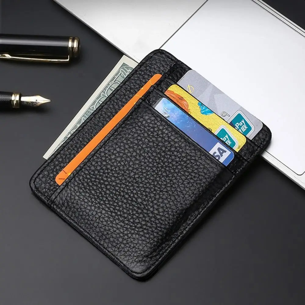 Universal Genuine Leather Card Case Multi-card Slot Ultra Thin Card Holder Simple Travel Card Organizer Men Women