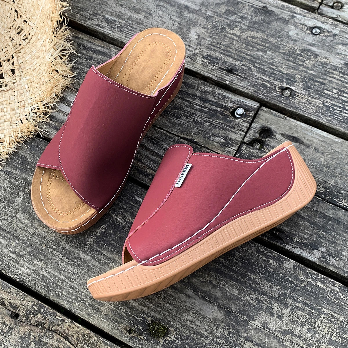 Minimalist Summer Women Sandals Fashion Thick Sole Wedge Heel Platform Slides Slip on Sandals Woman Slippers Female Footwear