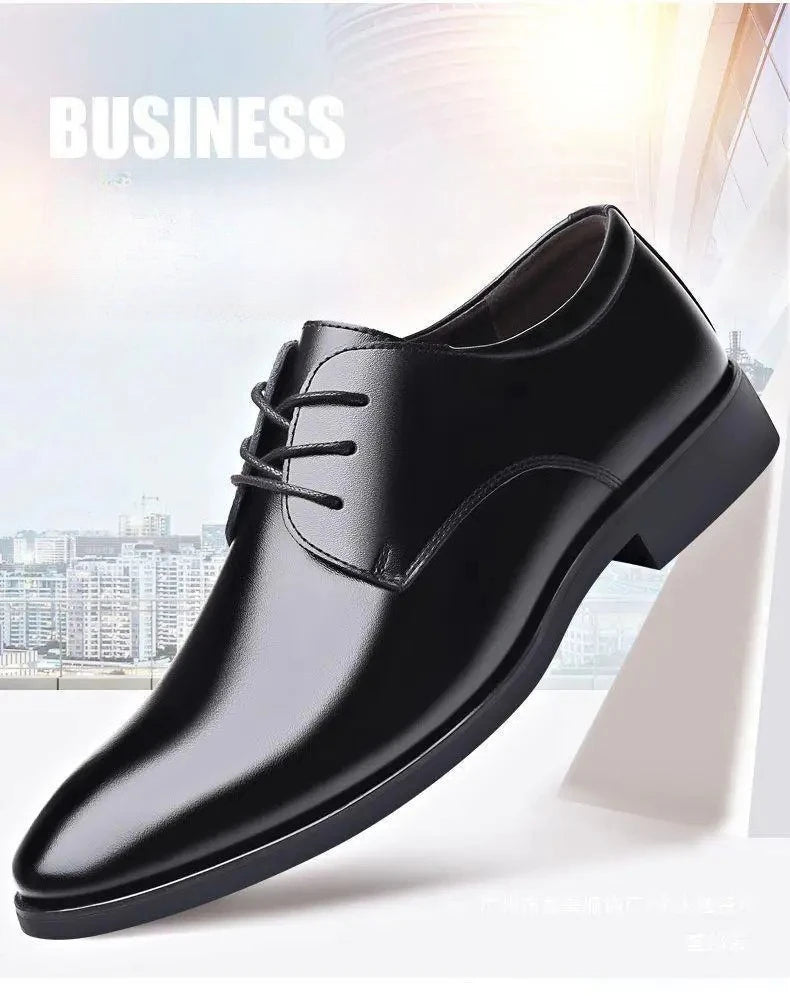 Fashionable Men's Leather Shoes Trendy Cowhide Men sneaker British Formal Men's Leather Shoes Soft Lace-up Leather Shoes for Men