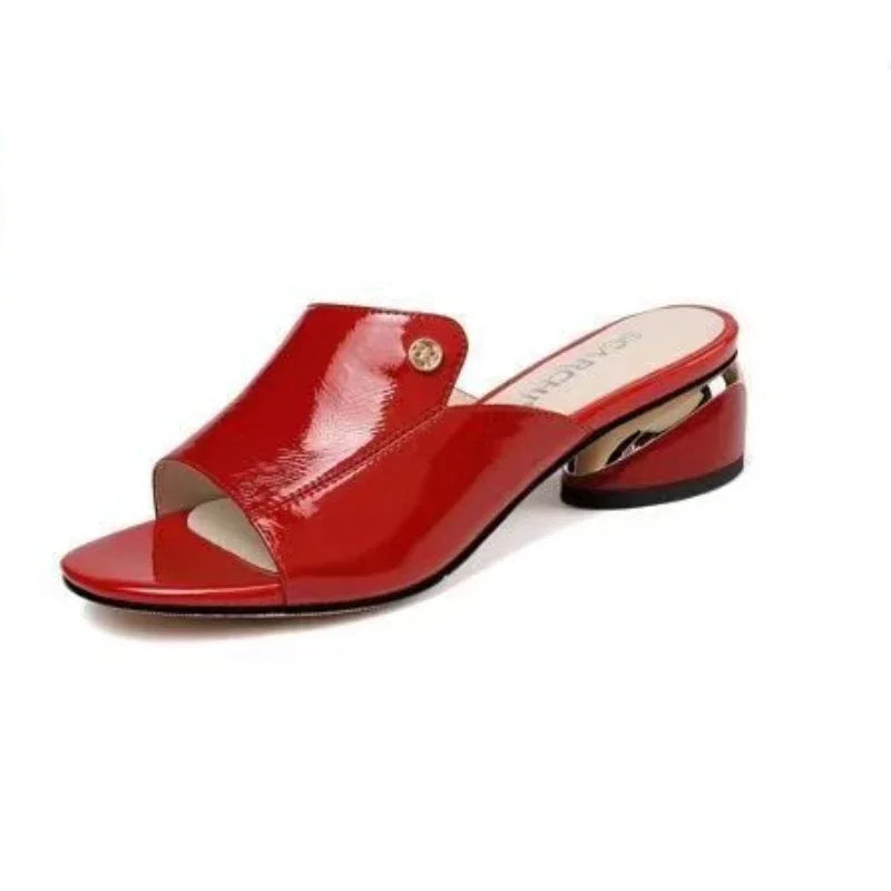 New Women's Shoes Fashion Red Sexy Womens Slippers PU Soft Leather Ladies Comfortable Sandals Suitable for Girls Pantuflas Mujer