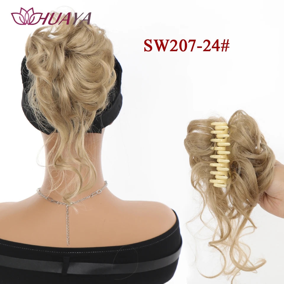 Synthetic Hair Bun Chignon for Women Messy Bun Hair Piece Tousled Updo Hair Extensions With Claw Clip Curly Hairpins Black Brown