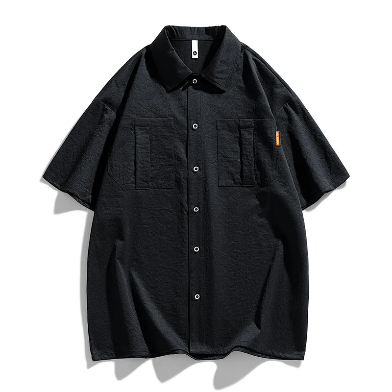 Men Shirt Short Sleeve Stripe Summer Hip Hop Oversize 6XL 7XL 8XL Plus Size Casual Plaid Streetwear Loose Pocket High Quality