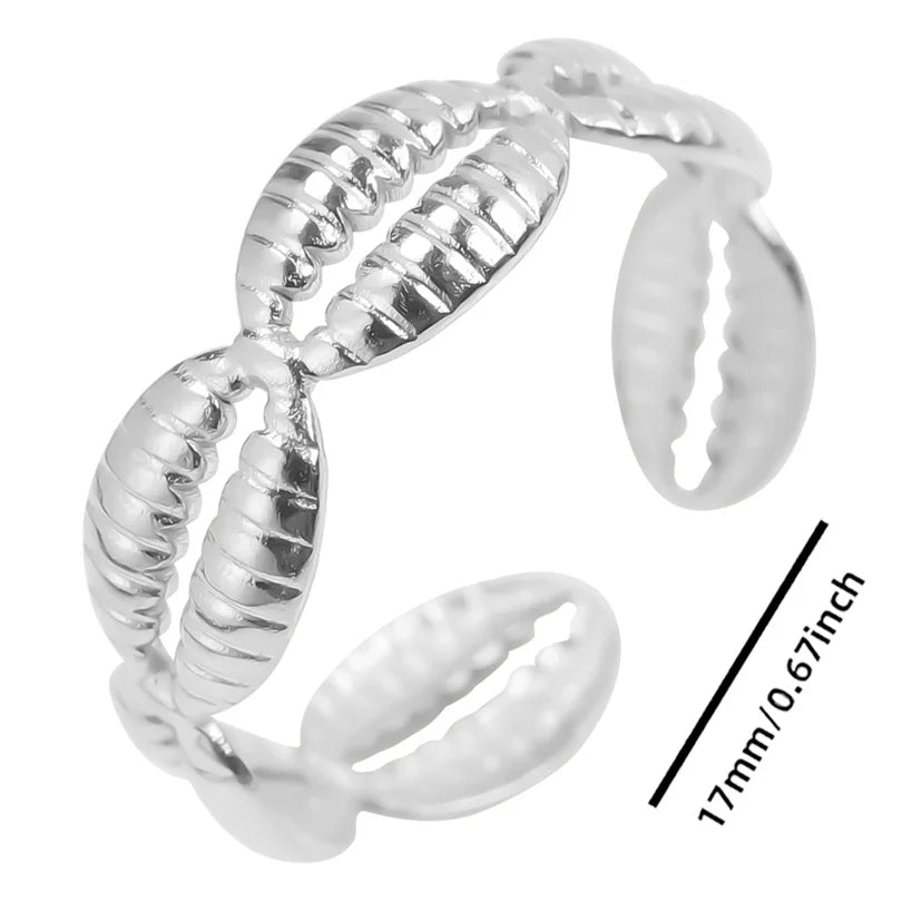 Fashion 5pcs/lot Marine Jewelry Sea Animals Conch Starfish Shell Rings Stainless Steel Rings Jellyfish Scallop Oceans Women Gift