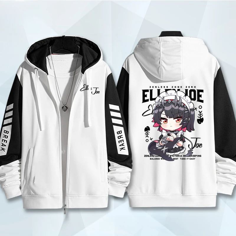 Anime Zenless Zone Zero Zip Up Women/Men Hoodie Sweatshirt ZZZ ZZZERO Ellen Joe Cosplay Zipper Hooded Jacket Outwear BAZAARHUBO
