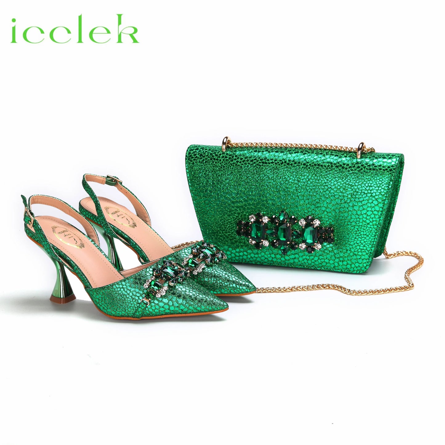 New Arrivals Special Design Pink Color African Women Shoes and Bag Set Pointed Toe Sandals for Wedding Party