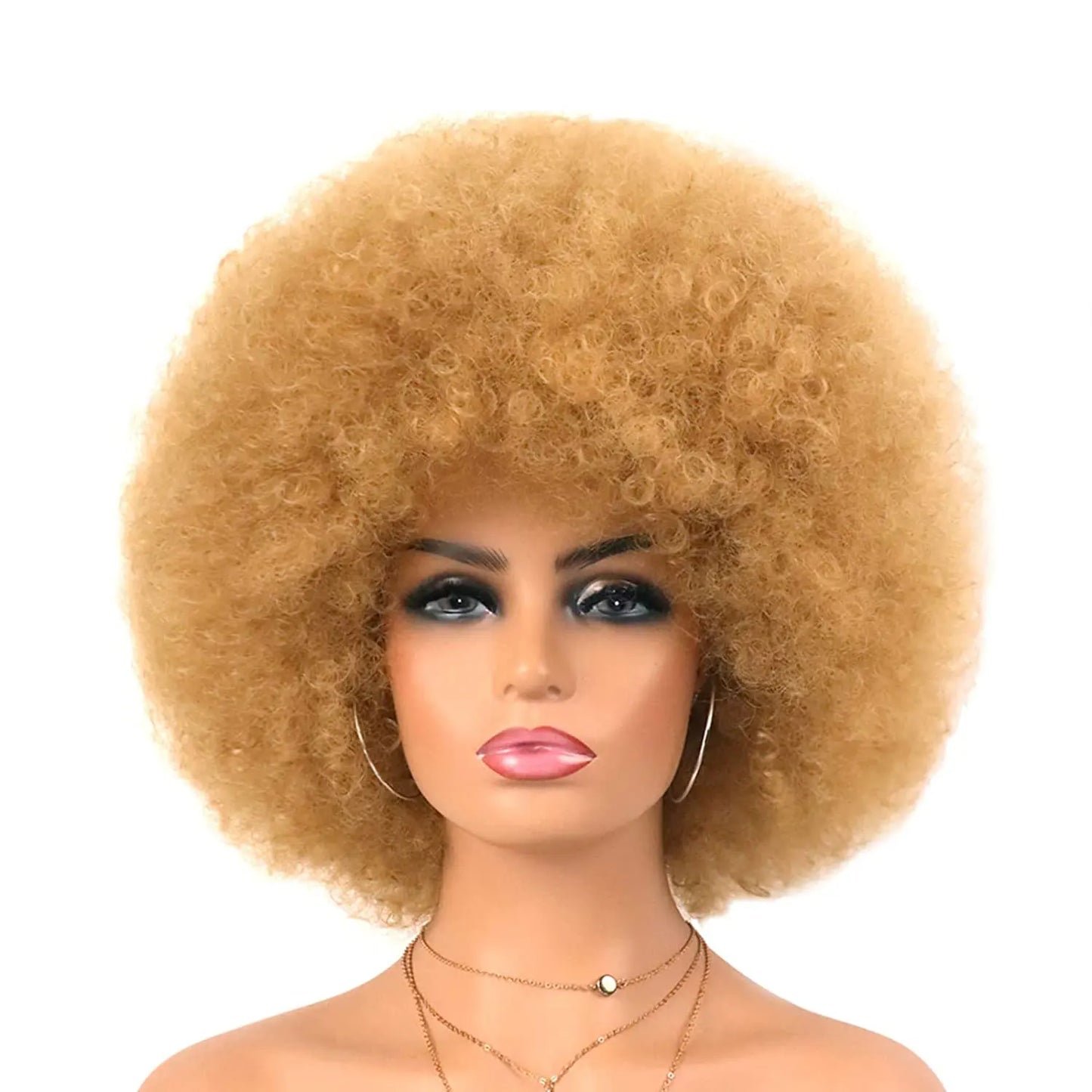 Synthetic 70s Afro Curly Wigs for Black Women Glueless Wear Soft Black Large Bouncy Natural Looking Full for Daily Party Use