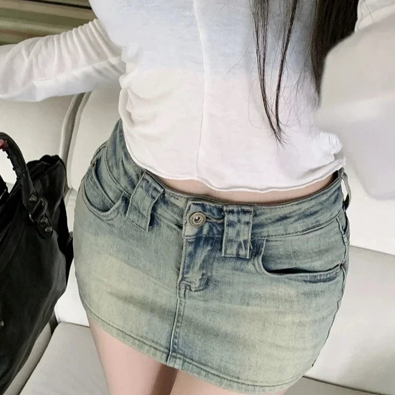 Summer Fashion Street Simple Basic Woman Skirts Retro Chicly Denim Skirt Female Sexy High Waist Slim Tight Hip Women Skirts